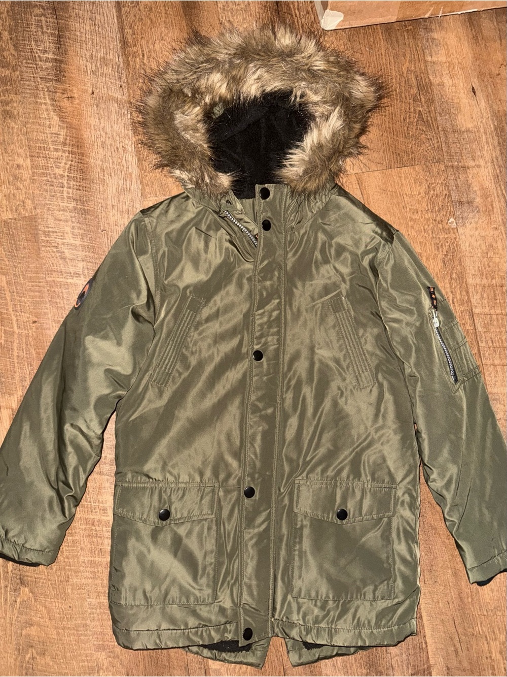 Rebel by Primark Olive Green Jacket with Black Sherpa Lining